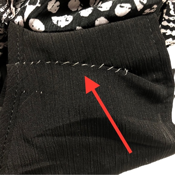 Just My Size 4X Blouse Button Up 3/4 Sleeve Built in Tank / Camisole Black White - Picture 10 of 11